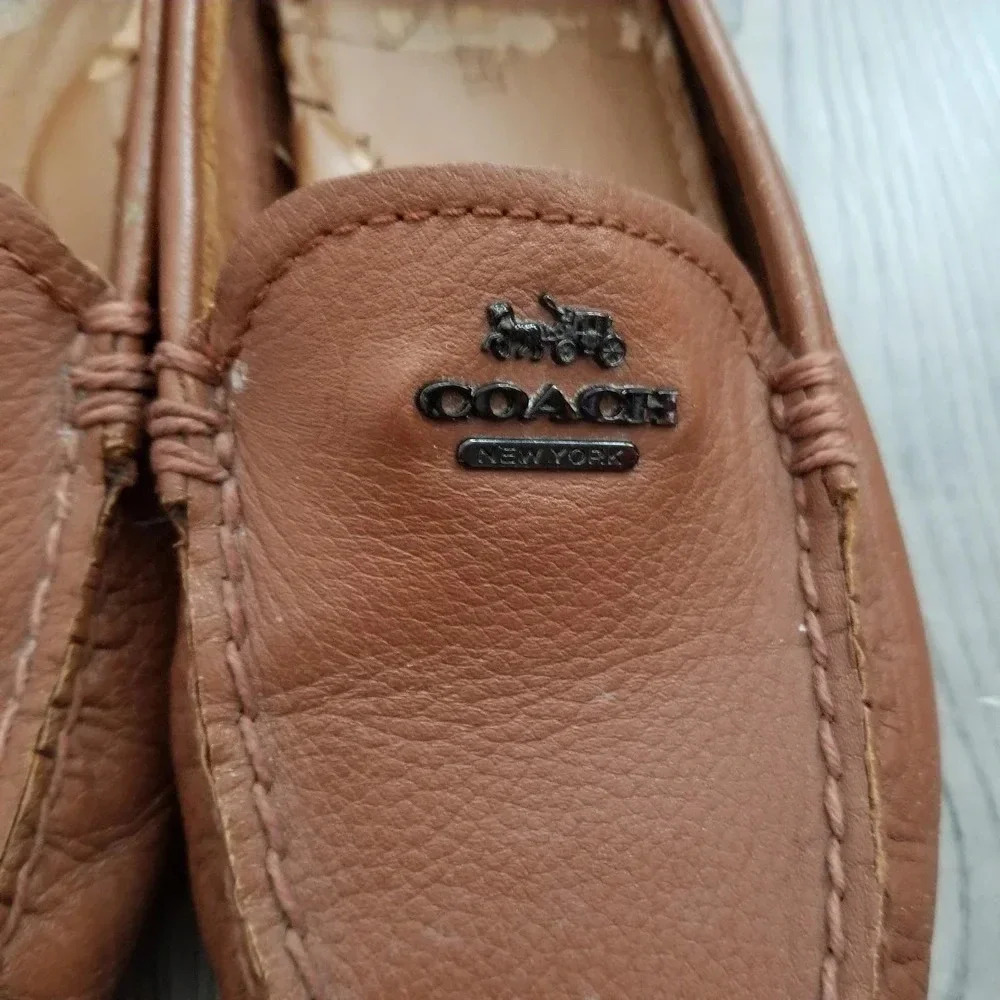 Coach Womens Mary Lock Up Driver Leather Loafer Shoes Size 6.5 Tan Slip On - Picture 5 of 10